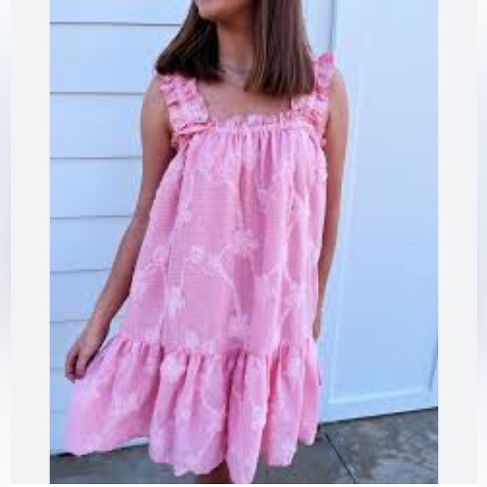 Entro Pink Floral Appliqué Dress in Size Small.